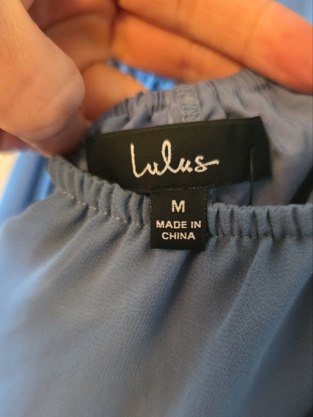 Lulu's Dusty Blue Ruffle-Trim Wide Leg Jumpsuit - Picture 5 of 6